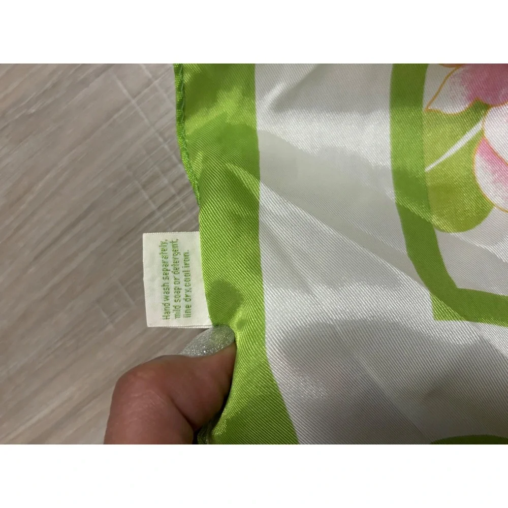 Vintage Avon Silkette Floral‎ Scarf Yellow Green Water Repellent Japan 21x21